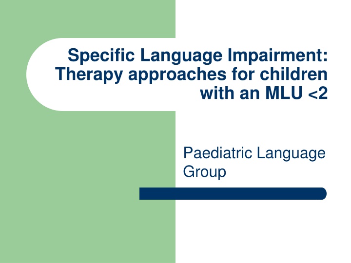 Therapy Approaches for Specific Language Impairment