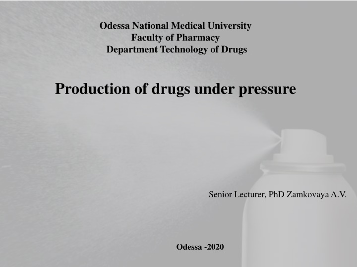 Production of drugs under pressure