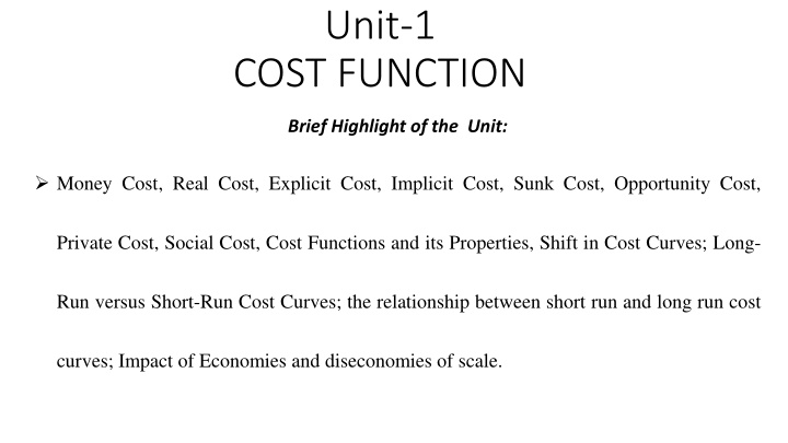 COST FUNCTION