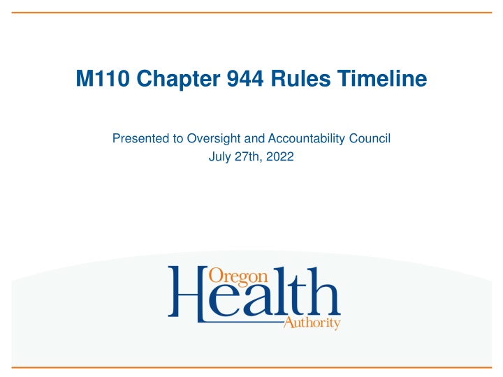 M110 Chapter 944 Rules Timeline