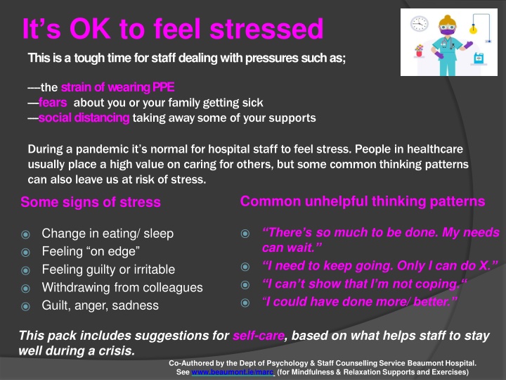 Coping with Stress During a Pandemic as Hospital Staff