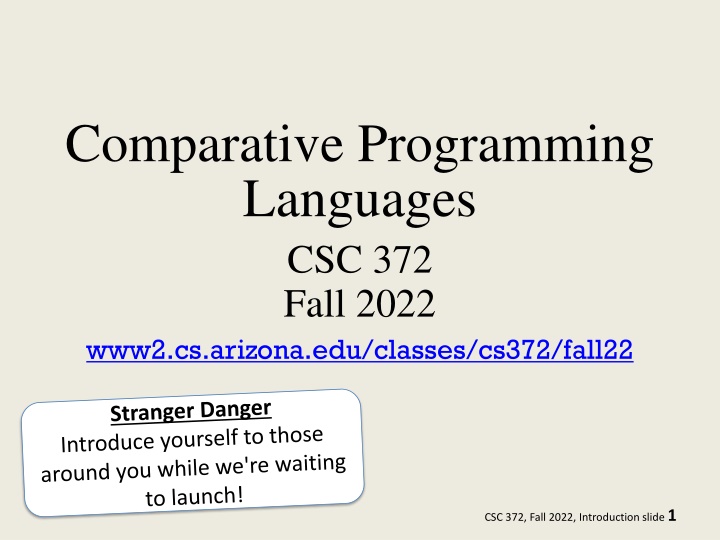 Comparative Programming Languages in Fall 2022