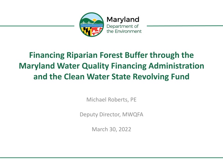 Financing Riparian Forest Buffer in Maryland