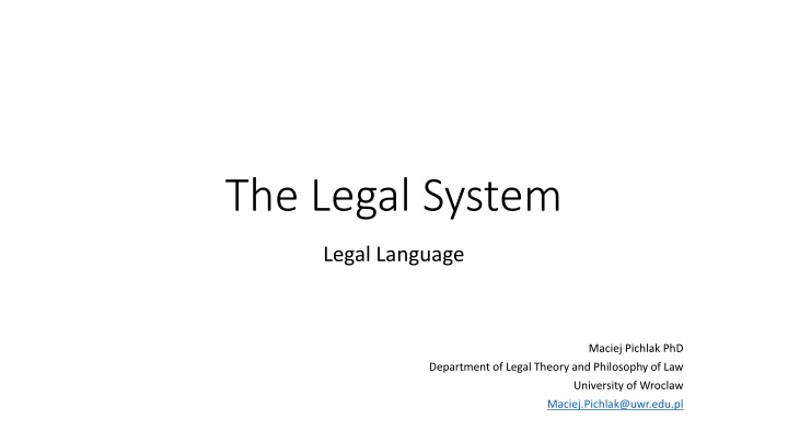 Overview of Legal System and Branches of Law