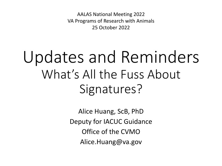 Updates and Reminders
