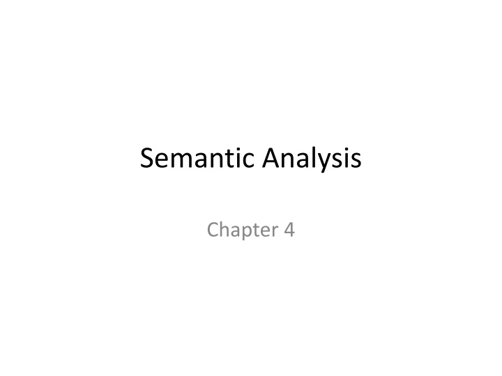 Semantic Analysis