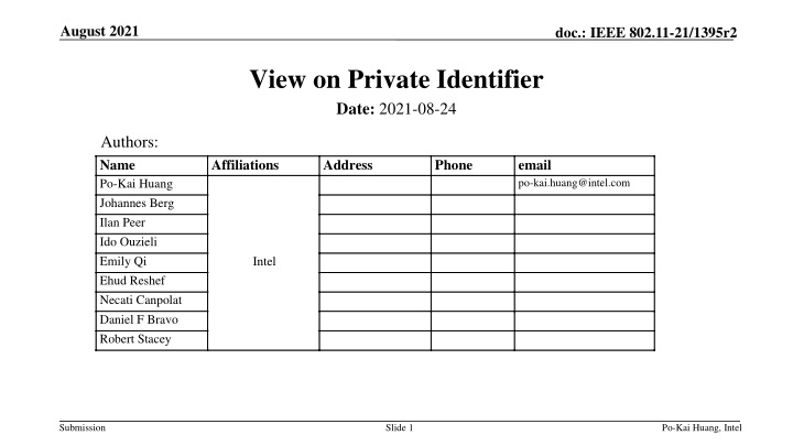 View on Private Identifier