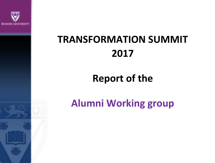 Transformation Summit 2017 Report - Alumni Working Group
