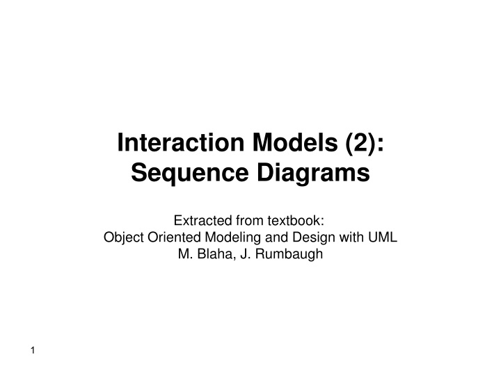 Interaction Models (2): Sequence Diagrams