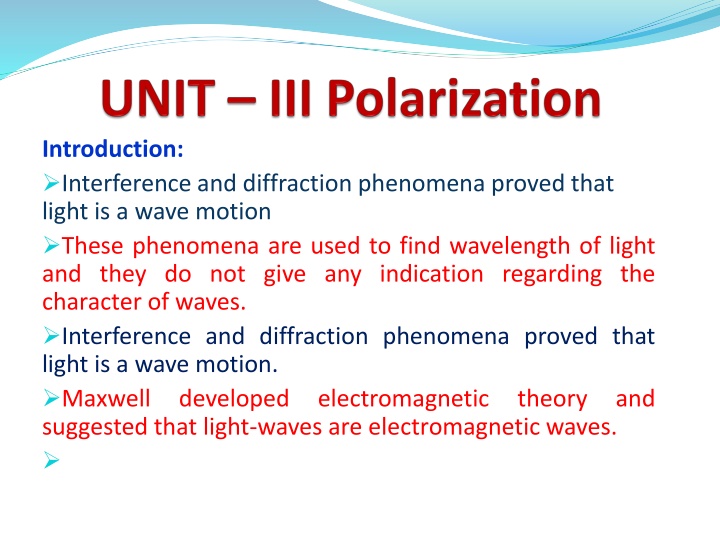 Light Waves and Polarization