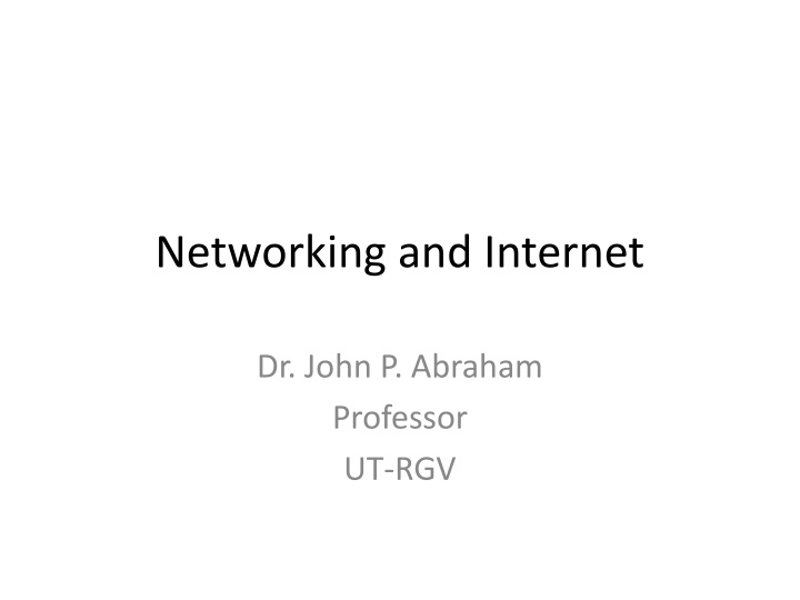 Networking and Internet