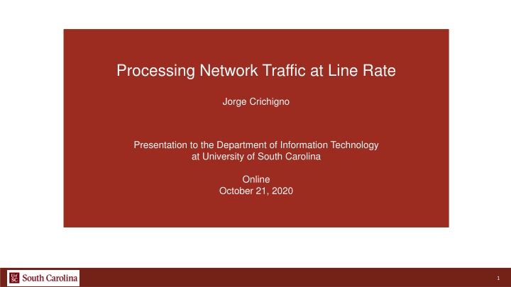 Processing Network Traffic at Line Rate Overview
