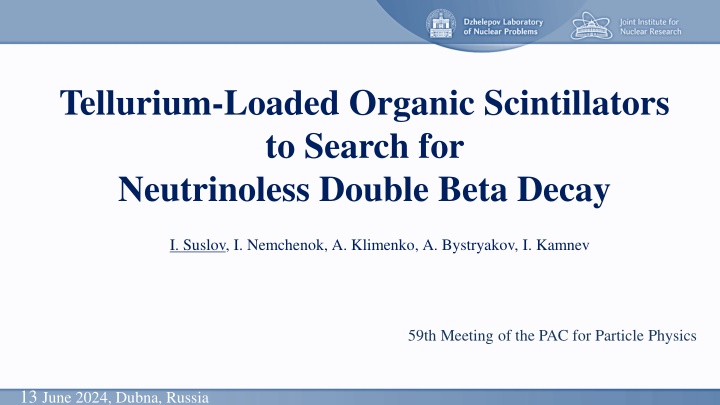 Tellurium-Loaded Organic Scintillators