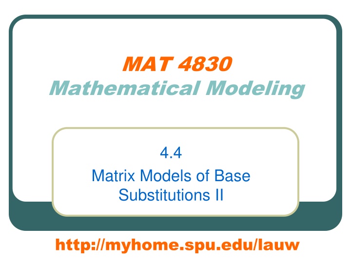 Matrix Models of Base Substitutions II: Eigenvalues and Eigenvectors
