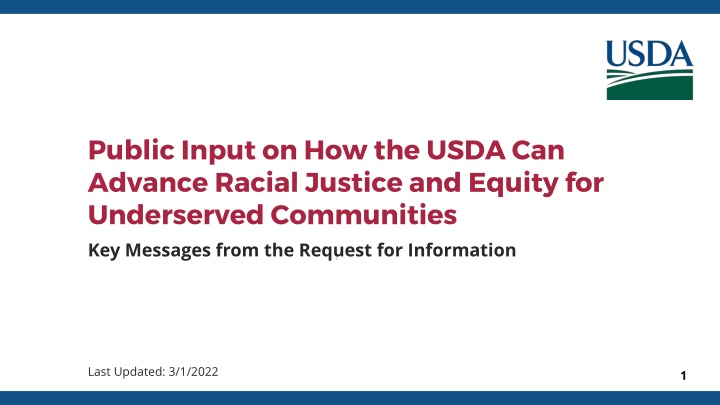 USDA's Path to Racial Justice & Equity