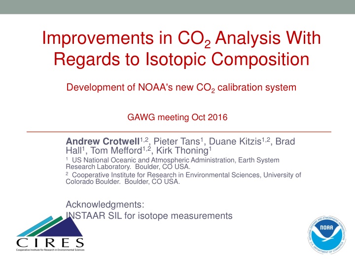 Improvements in CO2 Analysis: Development of NOAA's New Calibration System