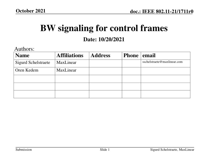 IEEE 802.11-21/1711r0 BW Signaling for Control Frames