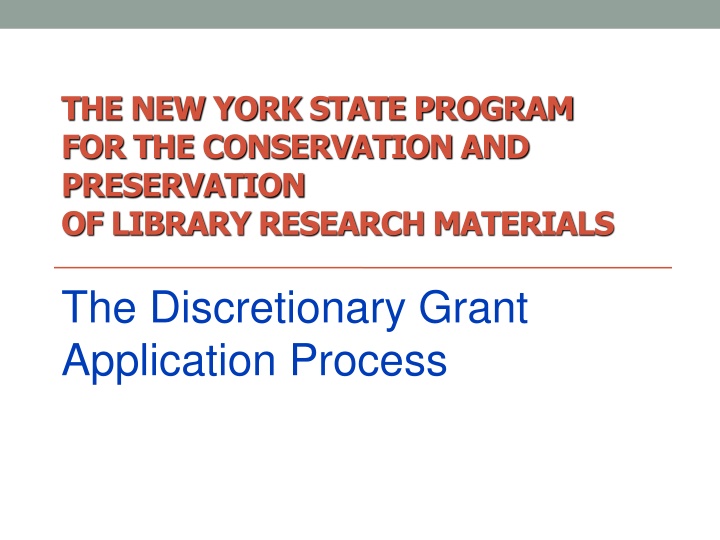 NY State Library Preservation Grant Program