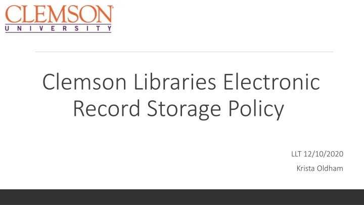 Clemson University Record Storage Policy