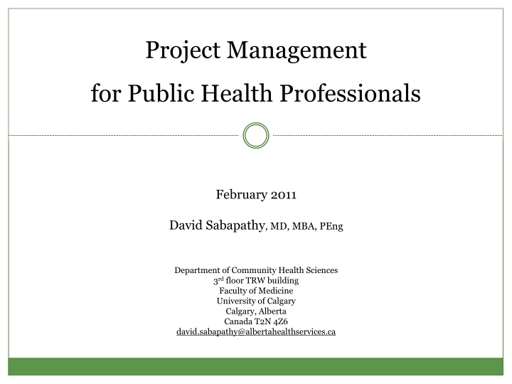 Project Management for Public Health Professionals