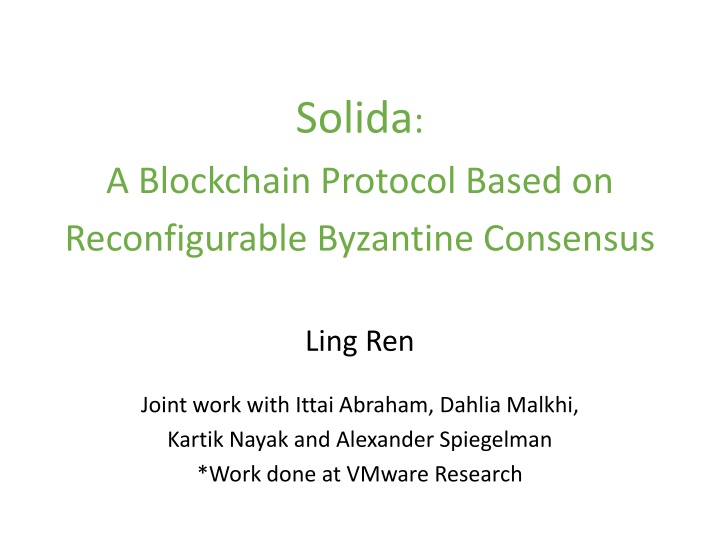 Blockchain Protocol Solida: Reconfigurable Byzantine Consensus