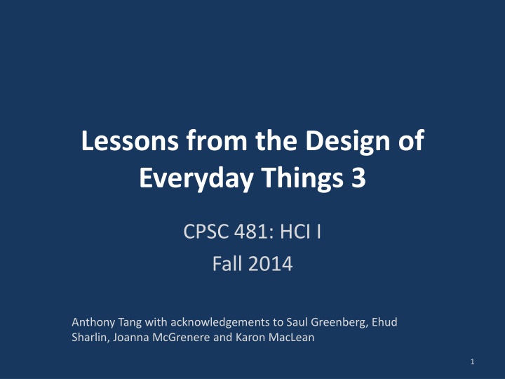 Design of Everyday Things: Conceptual Models & Design