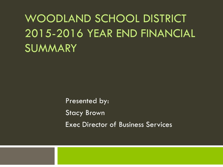 Woodland School District 2015-2016 Financial Summary