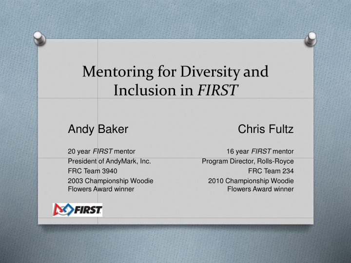 Promoting Diversity and Inclusion in FIRST Robotics