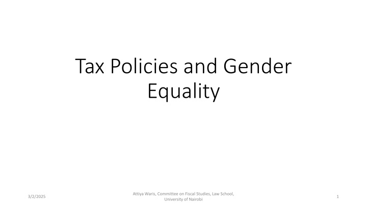 Gender Equality in Tax Policies