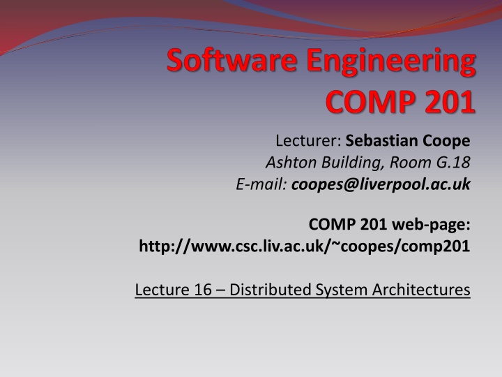 Distributed System Architectures Overview
