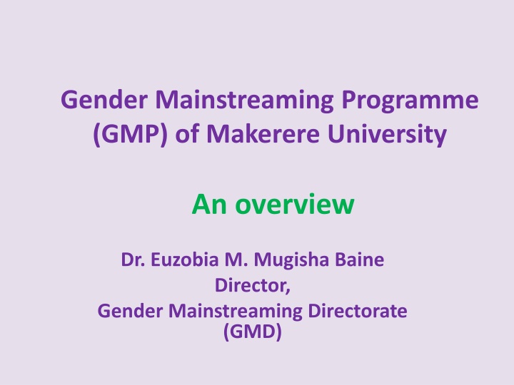 Gender Mainstreaming Programme at Makerere University - Overview