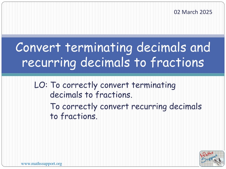 Converting Decimals and Fractions Cornell Notes Formatting
