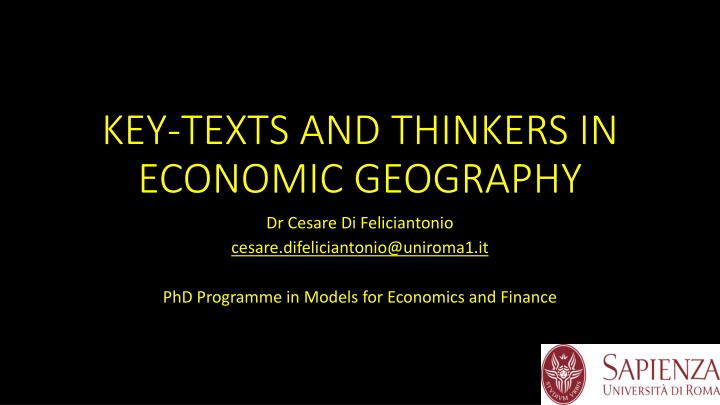 Key Texts and Thinkers in Economic Geography Overview