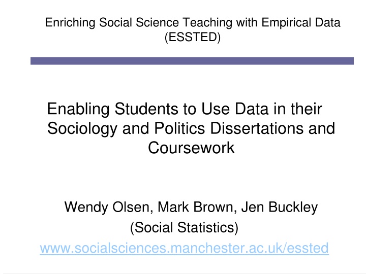 Enriching Social Science Teaching with Empirical Data for Sociology and Politics Dissertations
