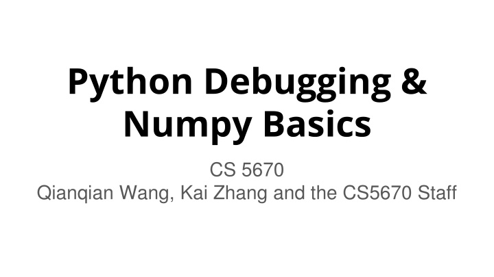 Debugging Techniques with PyCharm and Numpy Basics