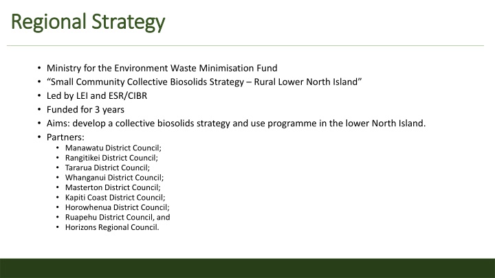 Regional Biosolids Strategy in Lower North Island