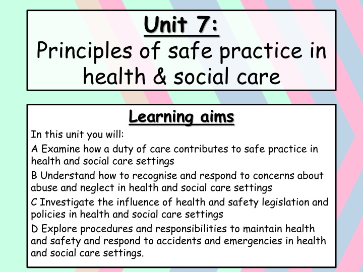 Principles of Safe Practice in Health & Social Care