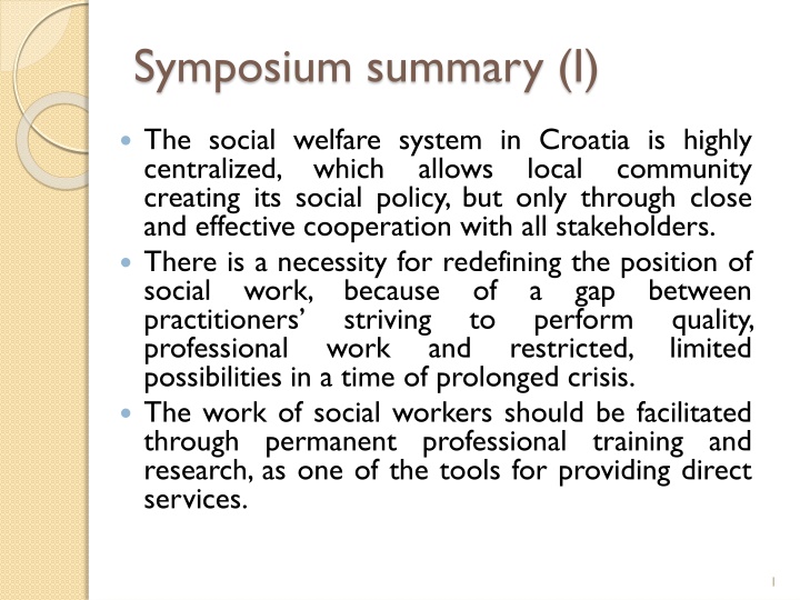 Social Welfare System in Croatia: Redefining Social Work