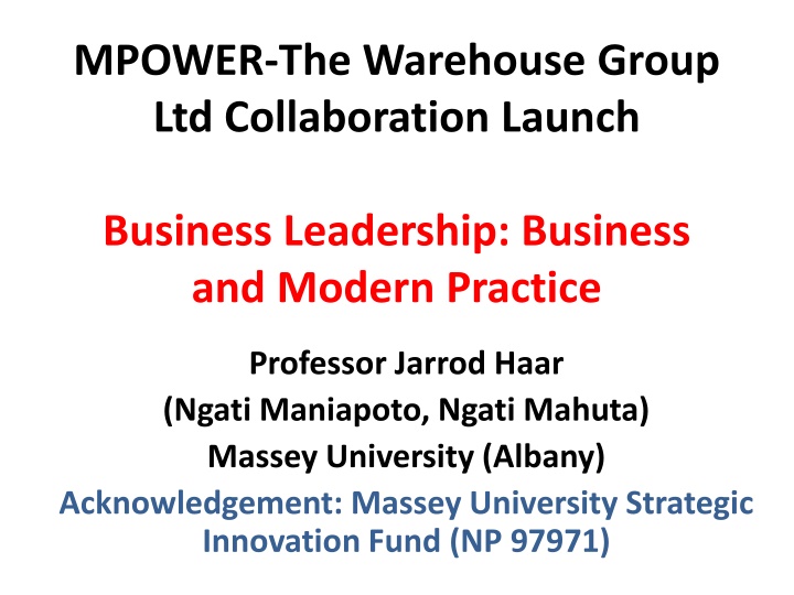 MPOWER - The Warehouse Group Ltd. Collaboration Business Leadership
