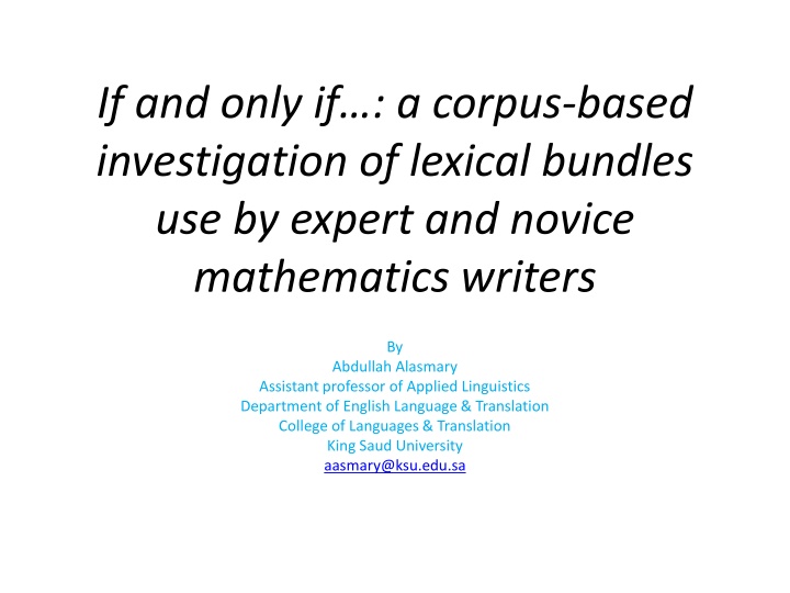 Lexical Bundles in Mathematics Writing