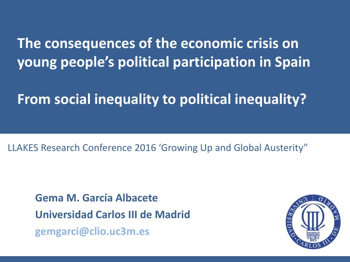 Impact of Economic Crisis on Youth Political Participation in Spain