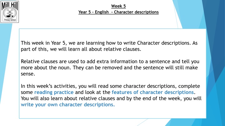 Writing Character Descriptions & Relative Clauses