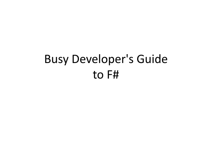Essential Guide to F# Programming
