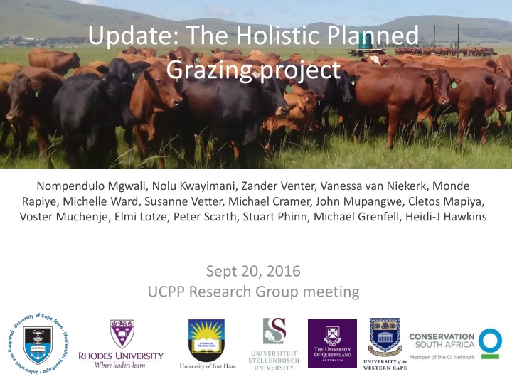 Update on Holistic Planned Grazing Project - UCPP Research Group Meeting