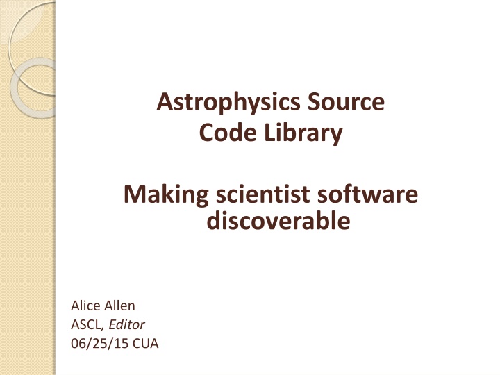 Astrophysics Source Code Library: Making Scientific Software Discoverable