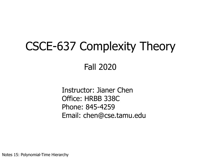 CSCE-637 Complexity Theory