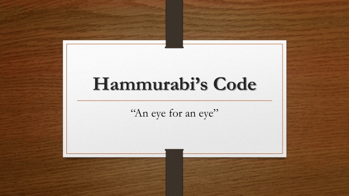 Hammurabi's Code: Ancient Legal System