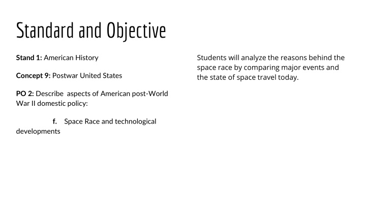 Standard and Objective