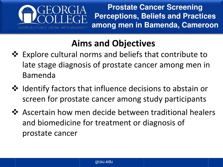 Prostate Cancer Screening Perceptions in Bamenda, Cameroon