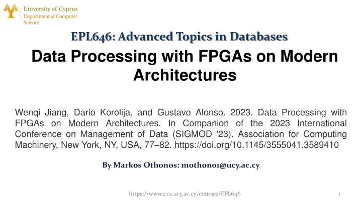 Data Processing with FPGAs on Modern Architectures